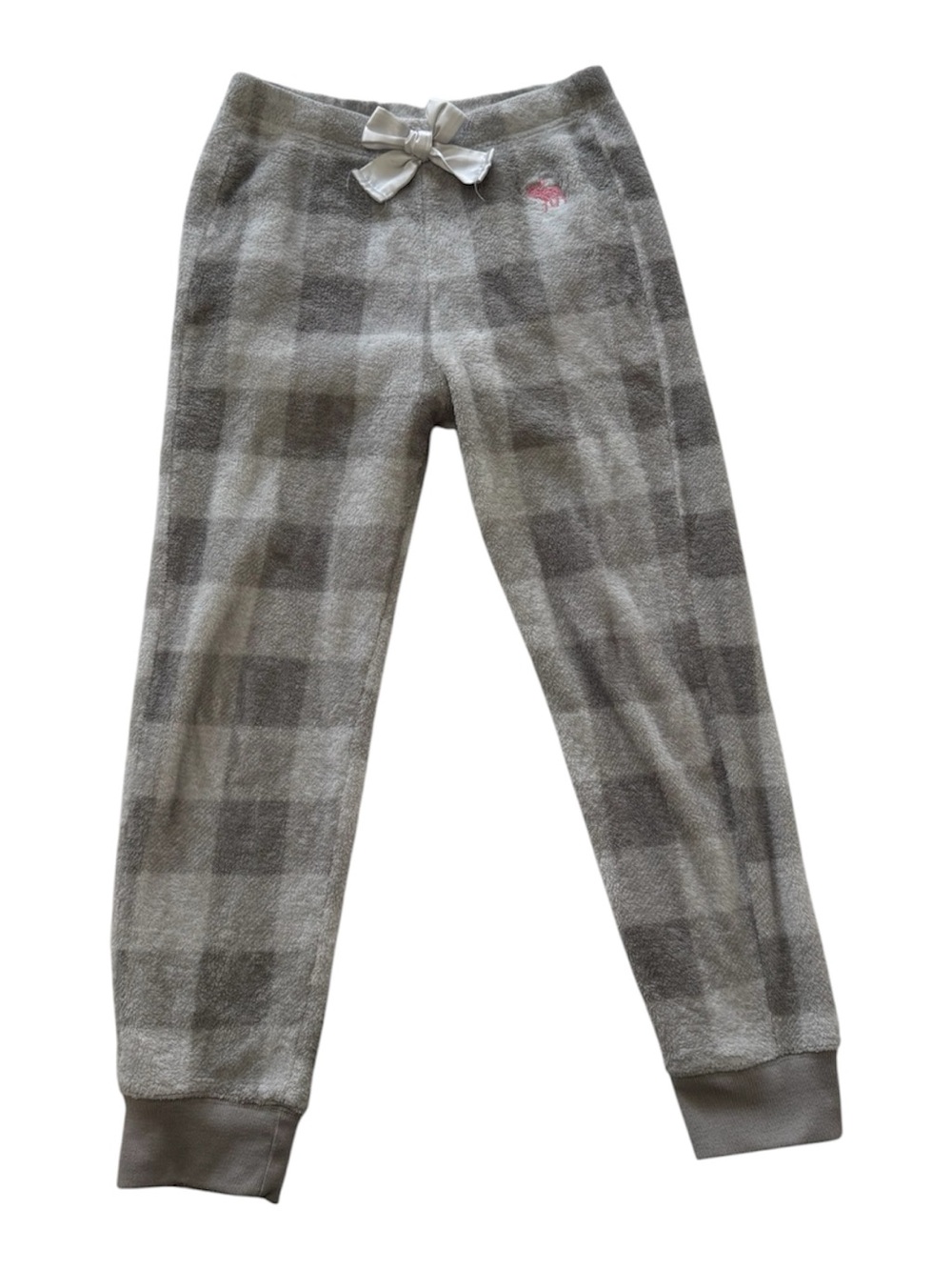abercrombie kids Gray Plaid Fleece Pajama Bottoms with Bow Size 9/10
